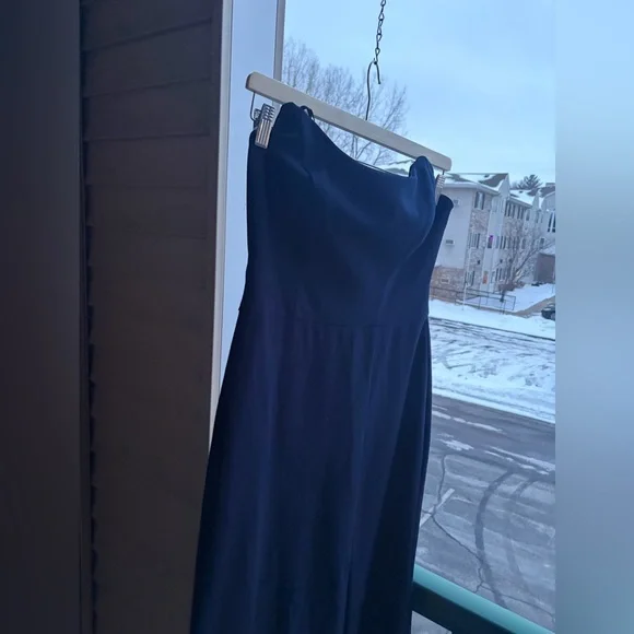 🆕 AQUA Formal Navy Blue Sleeveless Maxi Dress Slit Elegant Evening Gown Size 8 - Picture 5 of 15